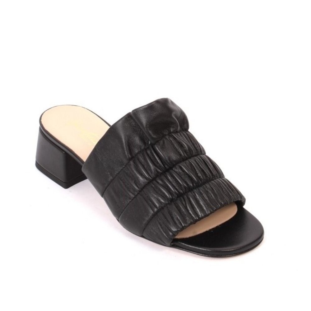 Gianni Ferrante 422c Black Leather Stretch Slide Heel Sandal